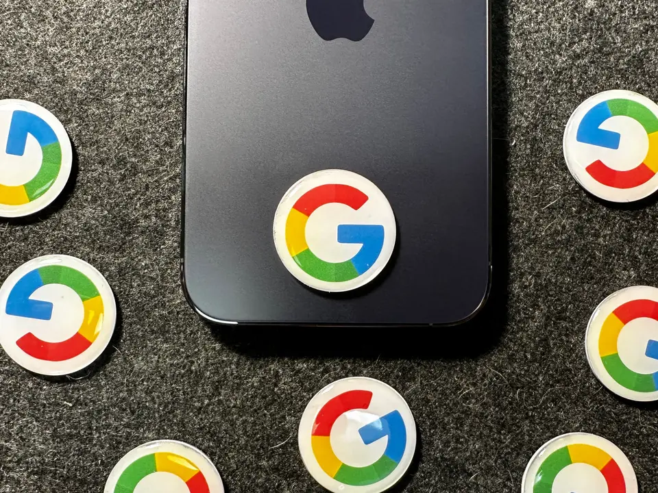 NFC sticky tags with tap-and-scan faces spread around a phone